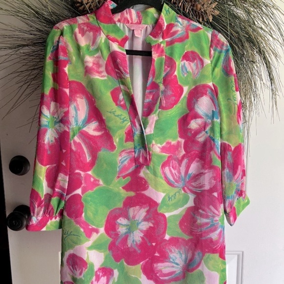 Lilly Pulitzer pink floral tunic top size 4 - Picture 1 of 10